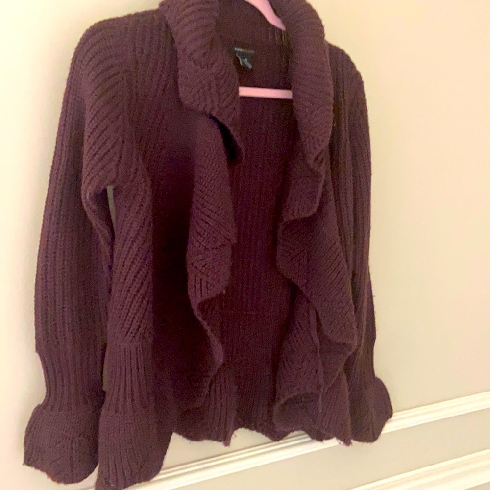 BCBG Maxazaria burgundy cardigan
